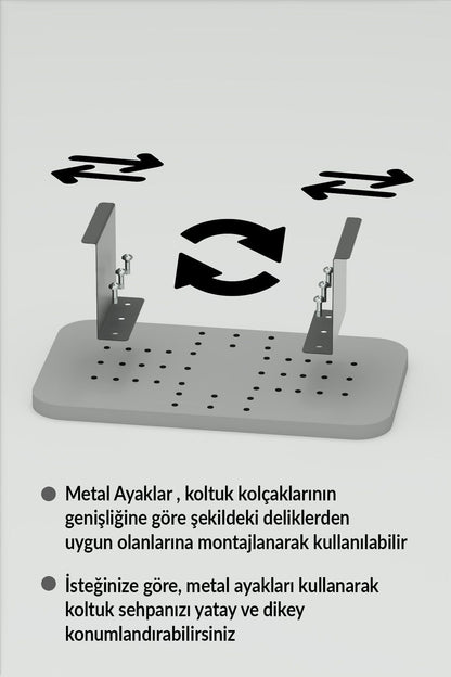 Yan Sehpa Ayarlanabilir Tepsi Dikdörtgen Dekoratif Modern Yatay Dikey Koltuk Sehpası