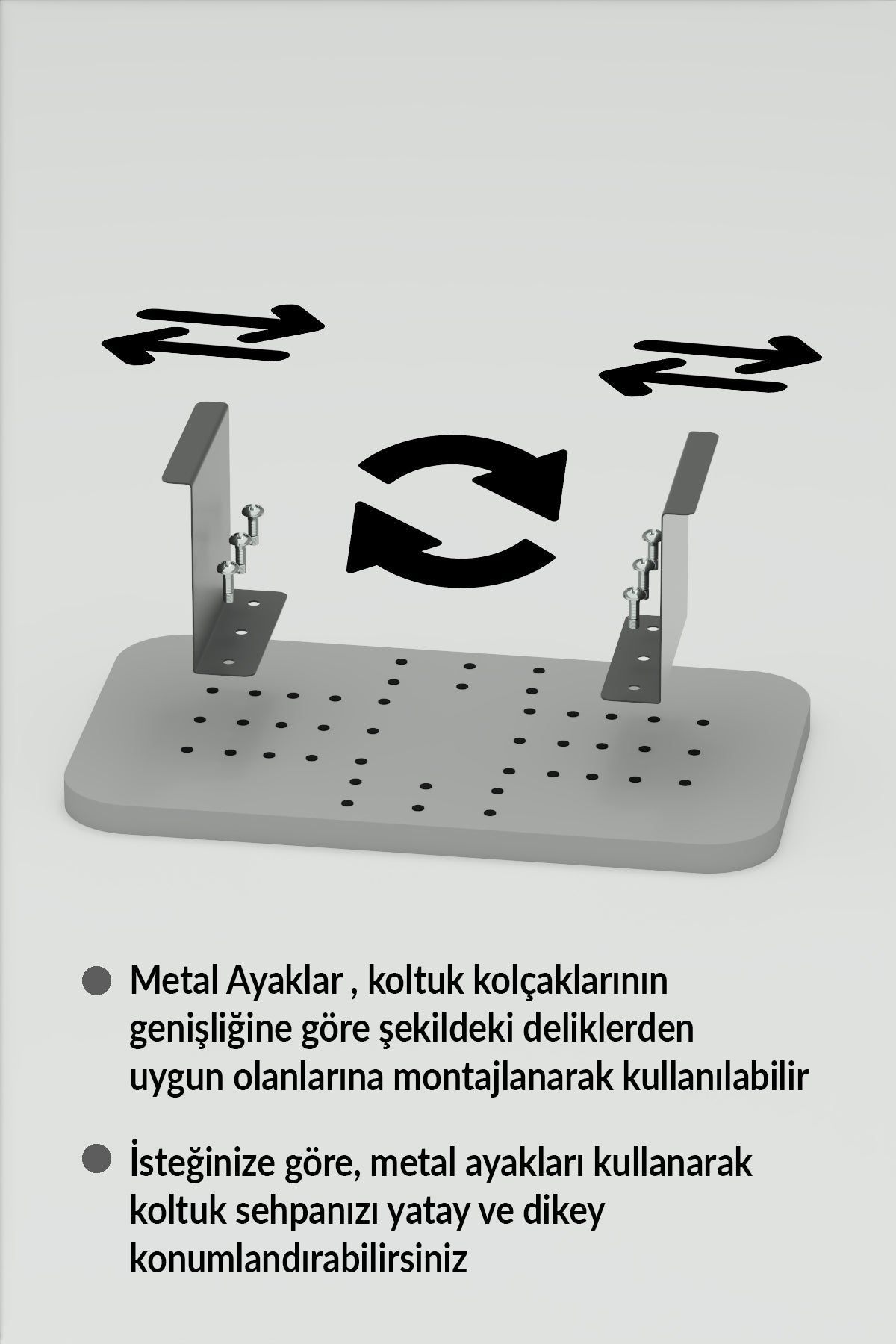 Yan Sehpa Ayarlanabilir Tepsi Dikdörtgen Dekoratif Modern Yatay Dikey Koltuk Sehpası