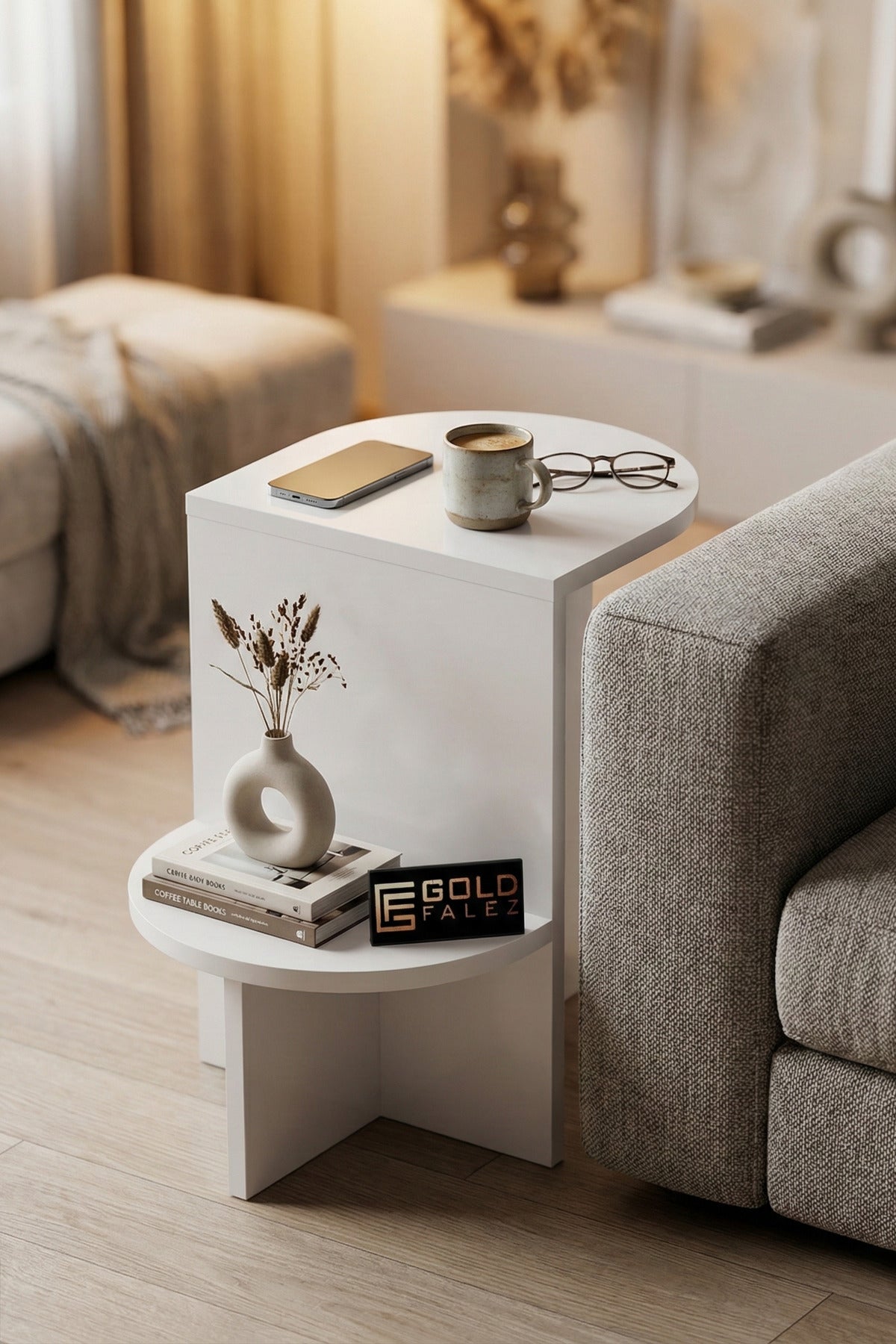 Yan Sehpa Çok Amaçlı Modern Tasarım Raflı Salon Koltuk Kenarı Sehpası Setro
