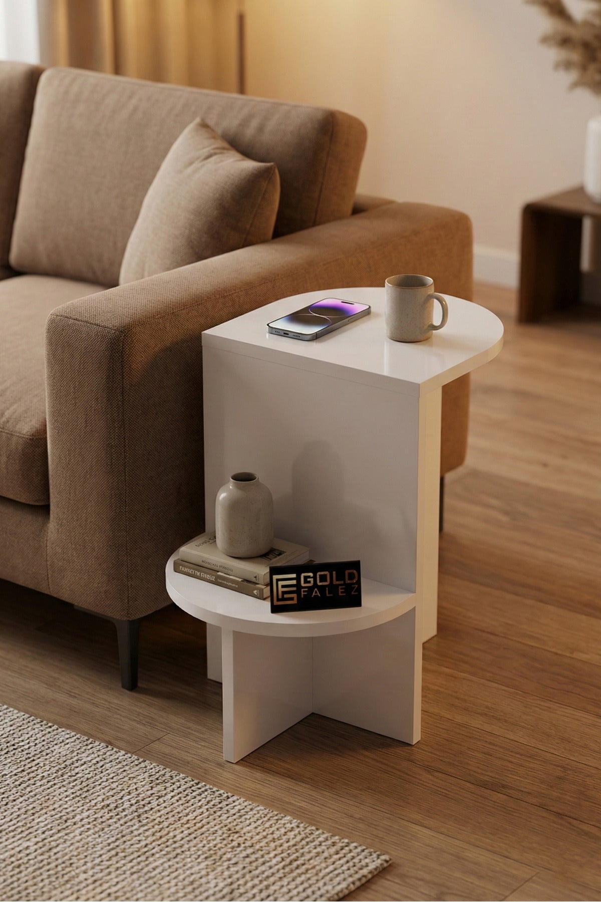 Yan Sehpa Çok Amaçlı Modern Tasarım Raflı Salon Koltuk Kenarı Sehpası Setro
