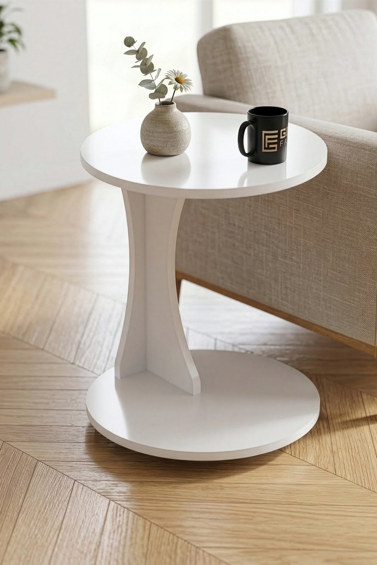 Yan Sehpa Modern C Sehpa Minimal Tasarım Yuvarlak Orta Sehpa Salon Koltuk Yanı