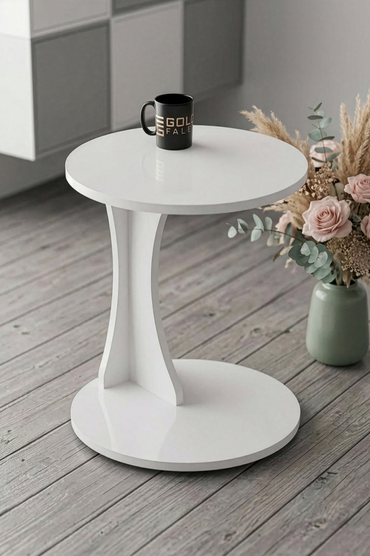 Yan Sehpa Modern C Sehpa Minimal Tasarım Yuvarlak Orta Sehpa Salon Koltuk Yanı