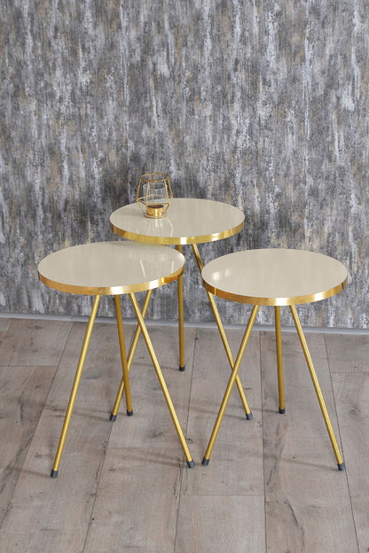 Zigon Sehpa 3'lü Altın Metal Ayak  Gold
