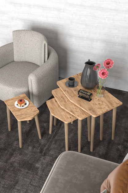 Zigon Sehpa 4'lü Ahşap Ayak Elya