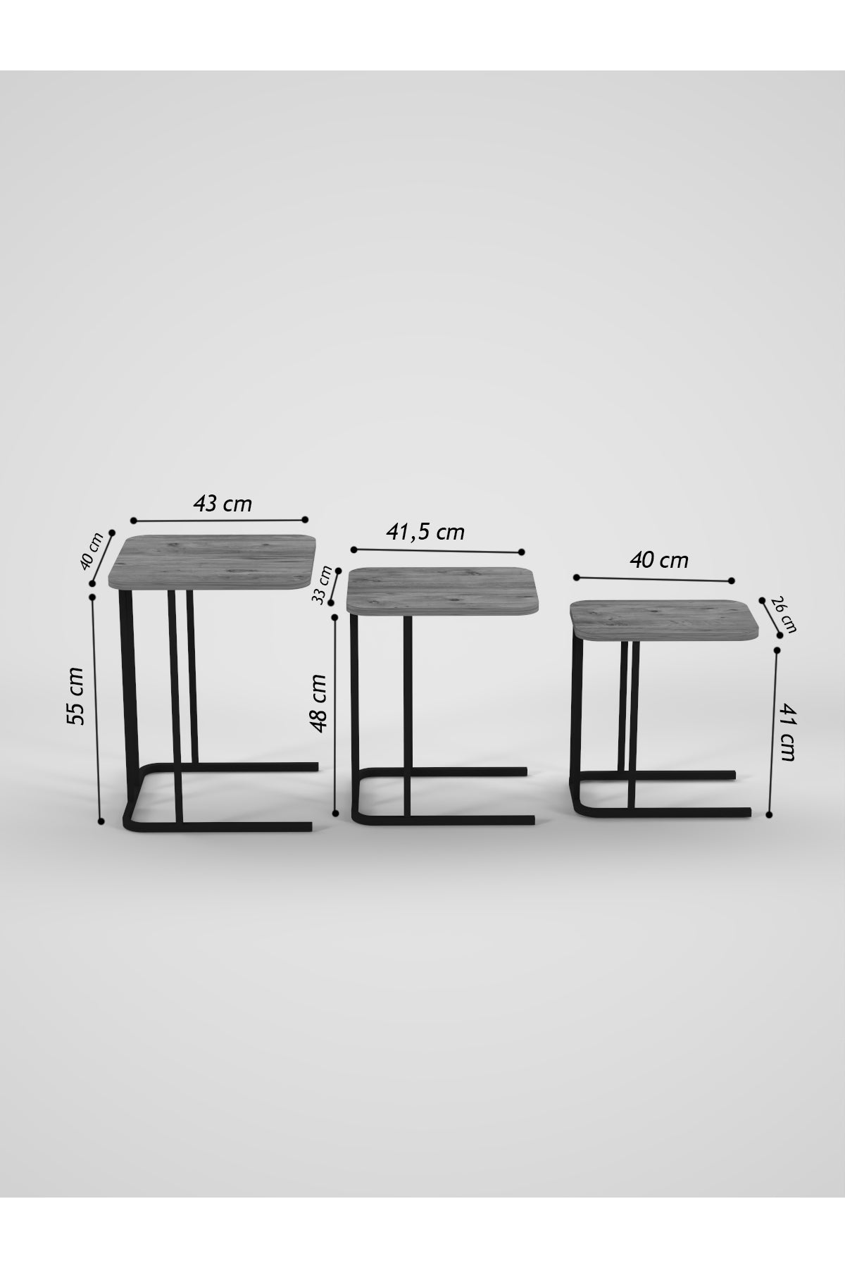 Zigon Sehpa Metal Ayak 3'Lü Koltuk Yan Sehpa Zino Traverten