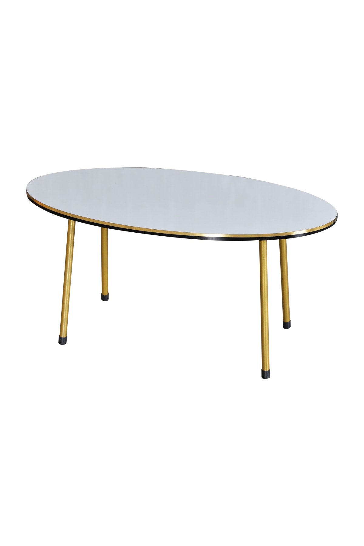 Zigon Sehpa Ve Orta Sehpa Elips Set Çift Gold  Metal
