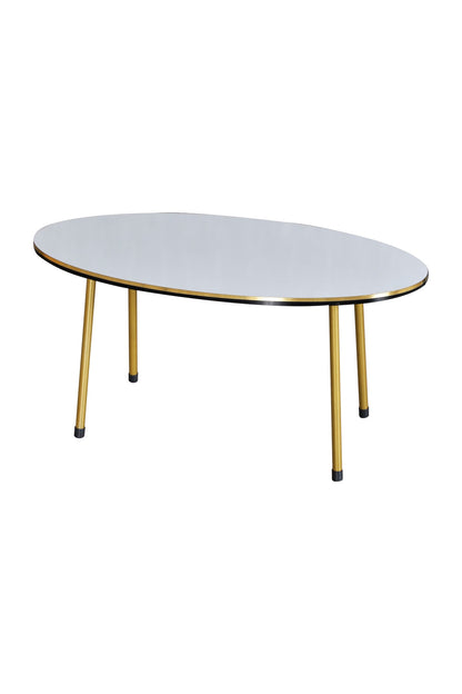 Zigon Sehpa Ve Orta Sehpa Elips Set Çift Gold  Metal
