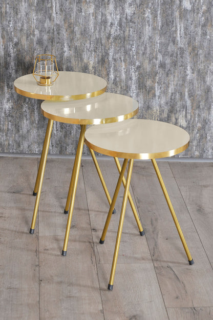 Zigon Sehpa Ve Orta Sehpa Kr Gold Metal Ayak Gold  Set