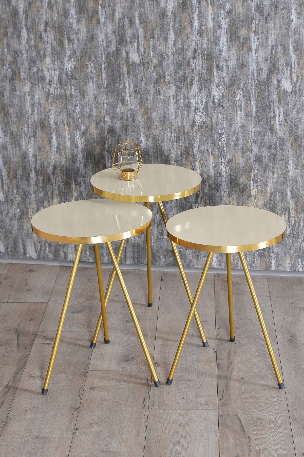 Zigon Sehpa Ve Orta Sehpa Kr Gold Metal Ayak Gold  Set