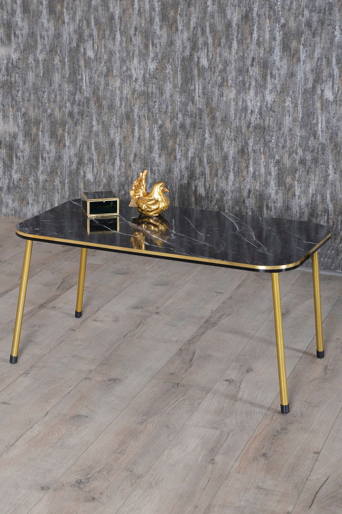 Zigon Sehpa Ve Orta Sehpa Kr Set Çift Gold  Metal