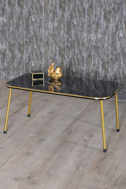 Zigon Sehpa Ve Orta Sehpa Kr Set Çift Gold  Metal